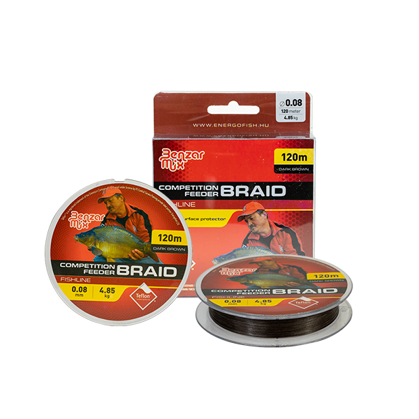 HILO TRENZADO BENZAR MIX COMPETITION FEEDER BRAID TEFLON MARRÓN OSCURO 120M