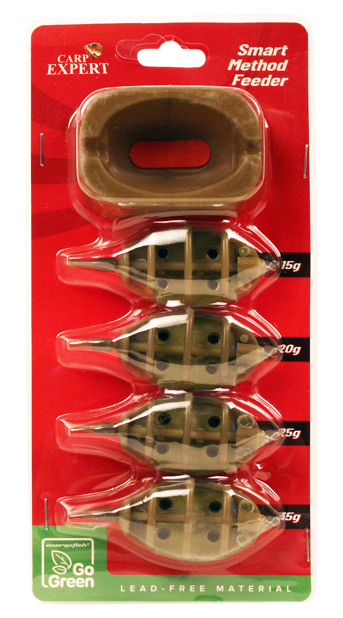 SET CEBADORES CARP EXPERT SMART METHOD FEEDER CON MOLDE GO GREEN - Imagen 2
