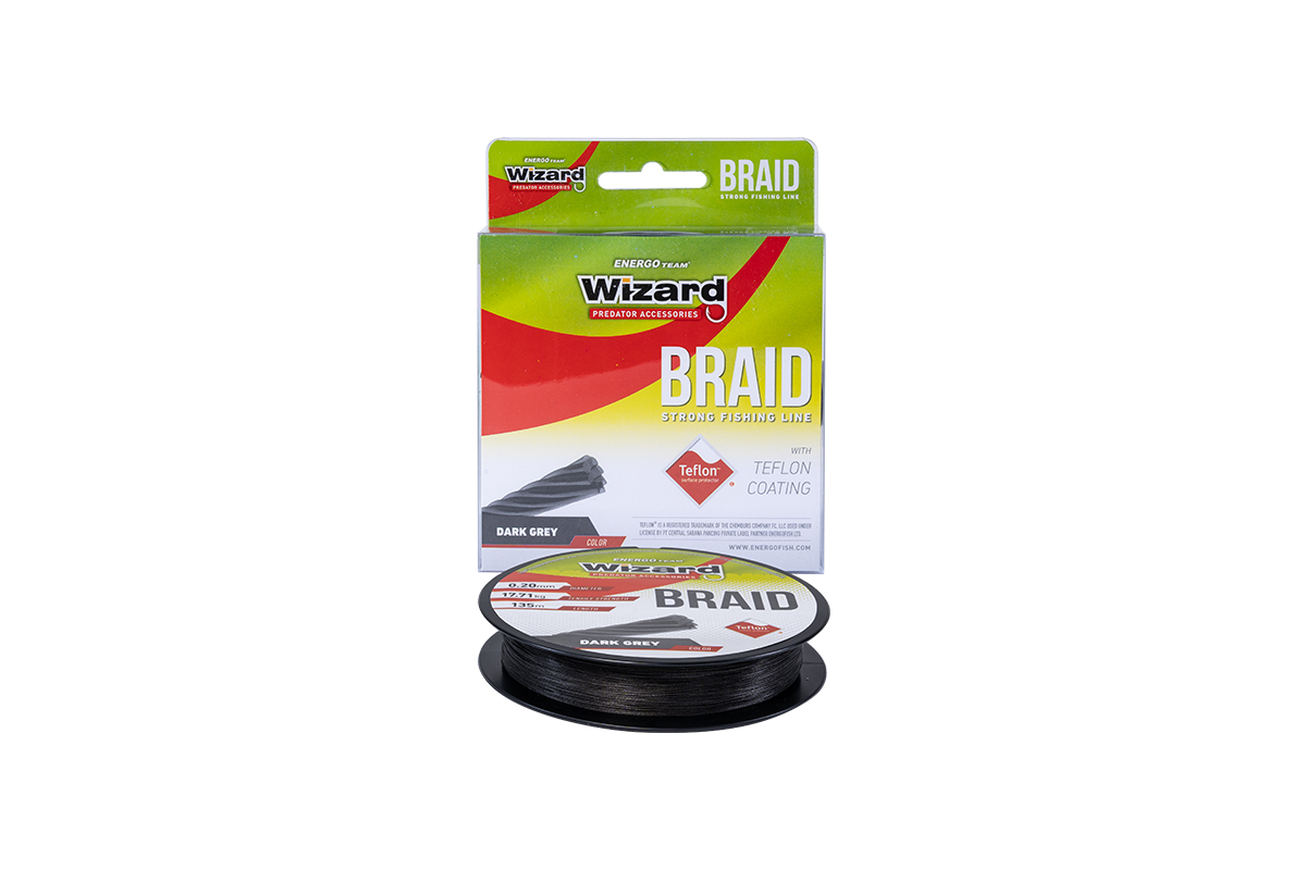 HILO TRENZADO WIZARD BRAID TEFLON OSCURO GRIS 135M