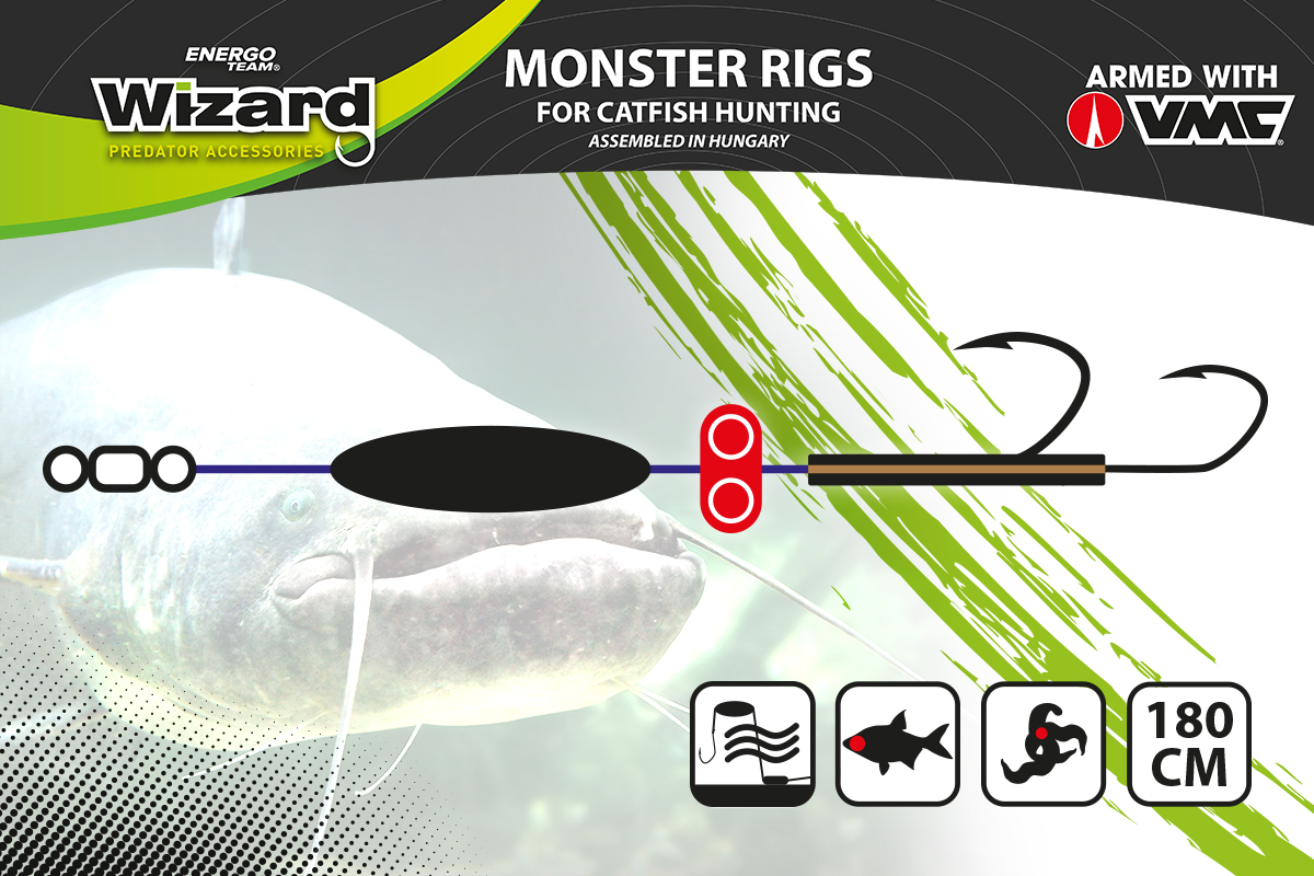 APAREJO SILURO DOBLE FONDO CON SONAJERO WIZARD MONSTER RIVER UPOSE PRO - Imagen 4