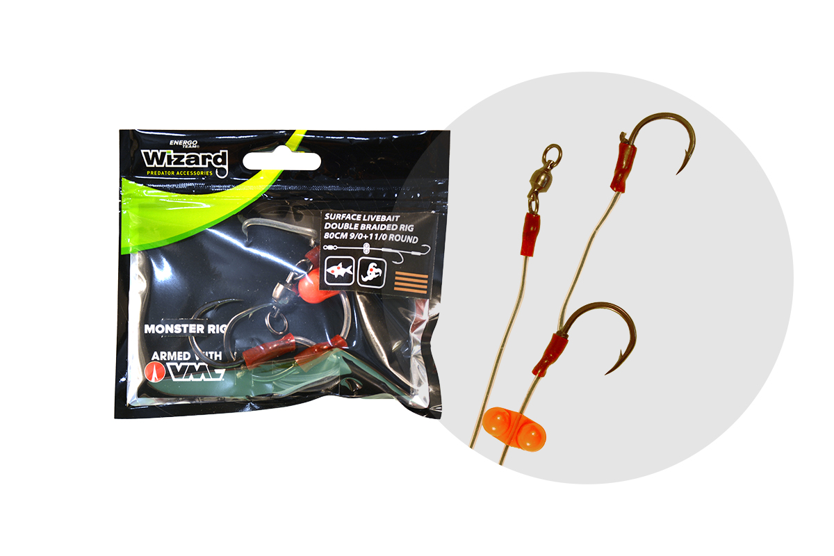 APAREJO WIZARD MONSTER SURFACE LIVEBAIT DOUBLE BRAIDED RIG FOR CATFISHING - Imagen 3