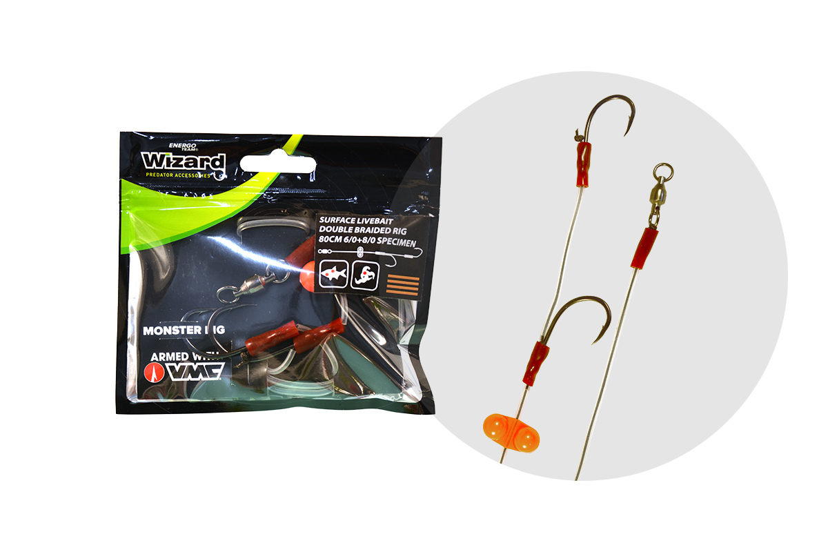 APAREJO WIZARD MONSTER SURFACE LIVEBAIT DOUBLE BRAIDED RIG FOR CATFISHING - Imagen 5
